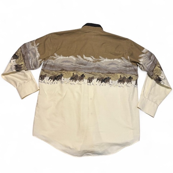 Vintage Western Cowboy Shirt XL Horse Print Rodeo Aesthetic Y2K Country Grunge - Picture 2 of 7